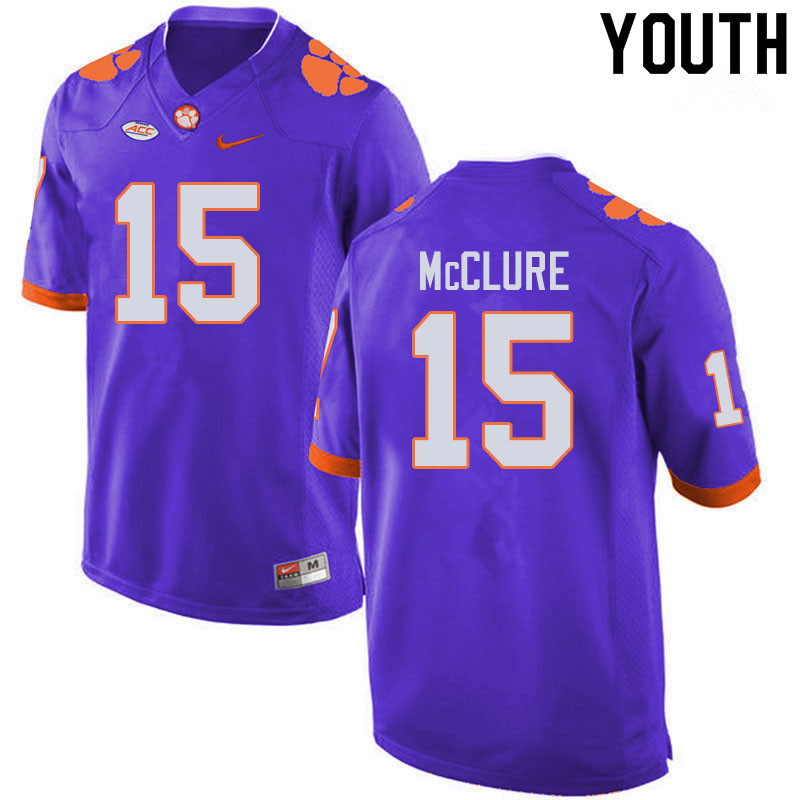 Youth #15 Patrick McClure Clemson Tigers College Football Jerseys Sale-Purple - Click Image to Close